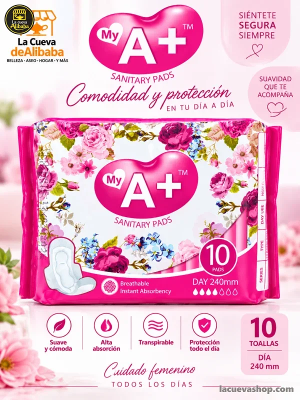 Íntimas A+ 240 mm — almohadillas sanitarias, paquete de 10