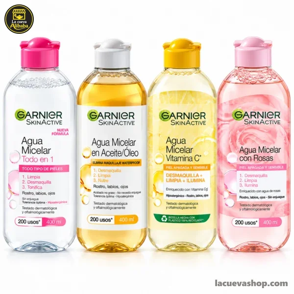 Agua micelar Garnier 400 ml — limpiador facial y desmaquillante