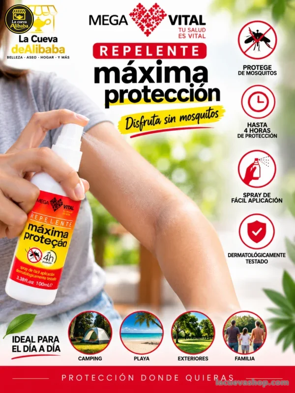 Repelente de mosquitos e insectos en spray Mega Vital 100 ml — máxima protección
