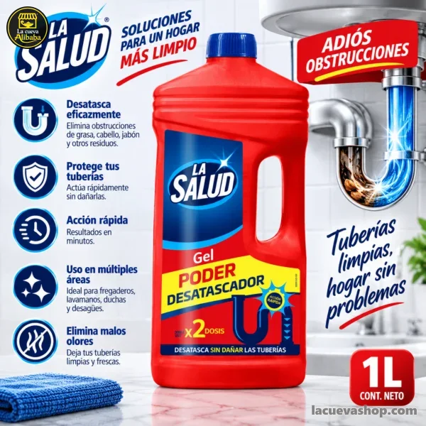 73b89806-ae12-495d-b310-e39f7fb089ed Desatascador de tuberías La Salud 1 litro — 2 usos
