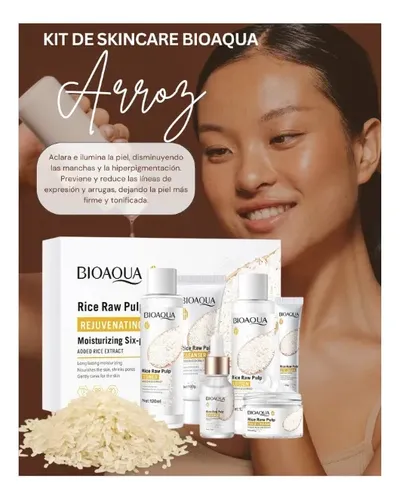 Set facial BioAqua de arroz — 6 piezas