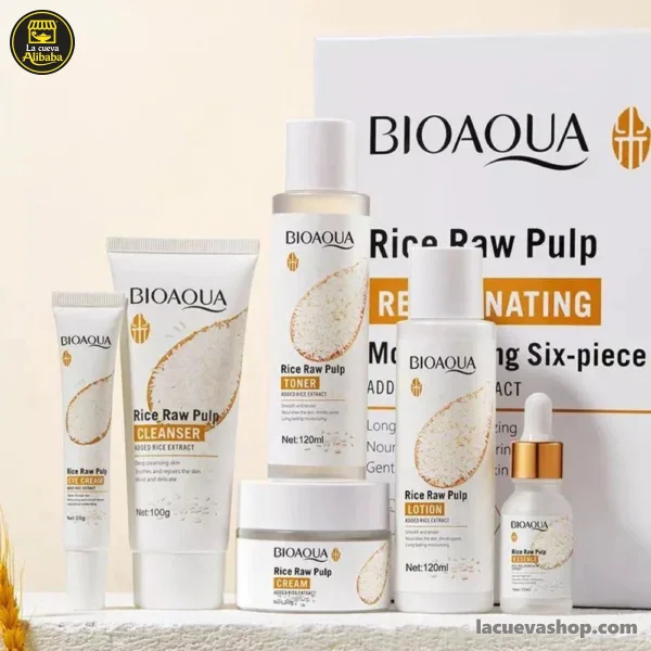 Set facial BioAqua de arroz — 6 piezas