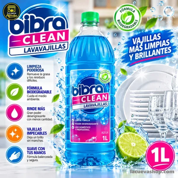Lavaplatos líquido BibraClean 1 litro — lavavajillas
