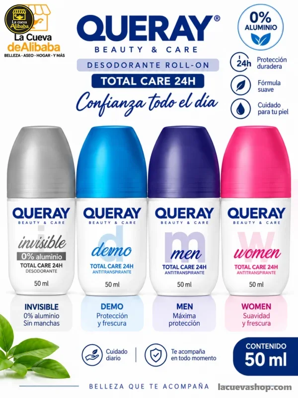 Desodorante Queray 50 ml — de hombre, de mujer, Dermo o Invisible