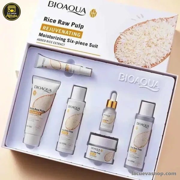 Set facial BioAqua de arroz — 6 piezas