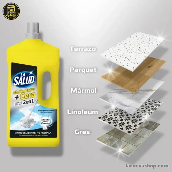 Abrillantador de pisos con cera La Salud 2 en 1 — 1 litro