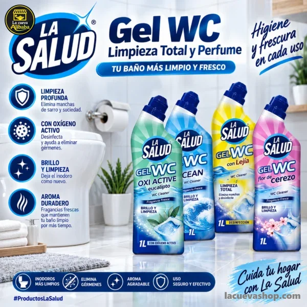 la_salud_gel_wc_4_variantes_propiedades_1x1_12MP_menos_2MB Gel limpiador de inodoro WC 1 litro — cerezo, eucalipto, pino o con lejía