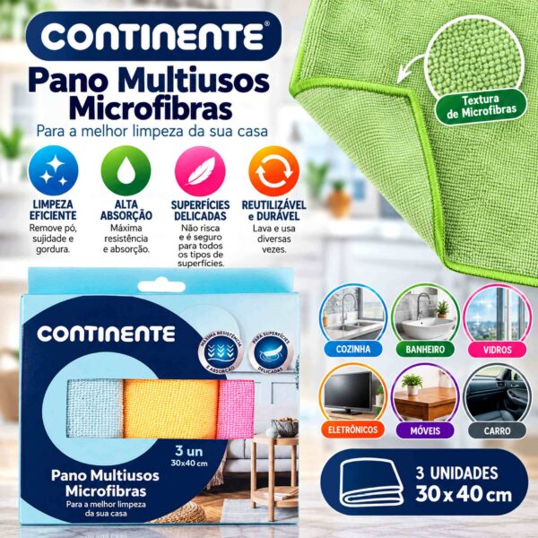 Paños Multiusos Microfibras CONTINENTE 3u