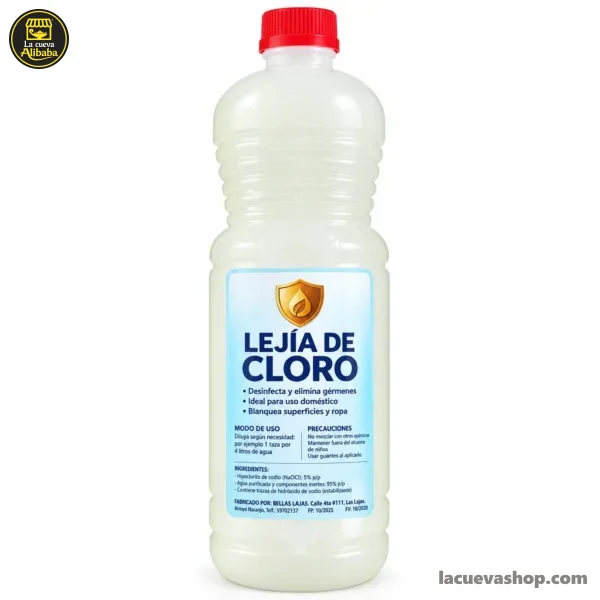 Lejía de cloro B.L 1 litro — desinfecta y blanquea