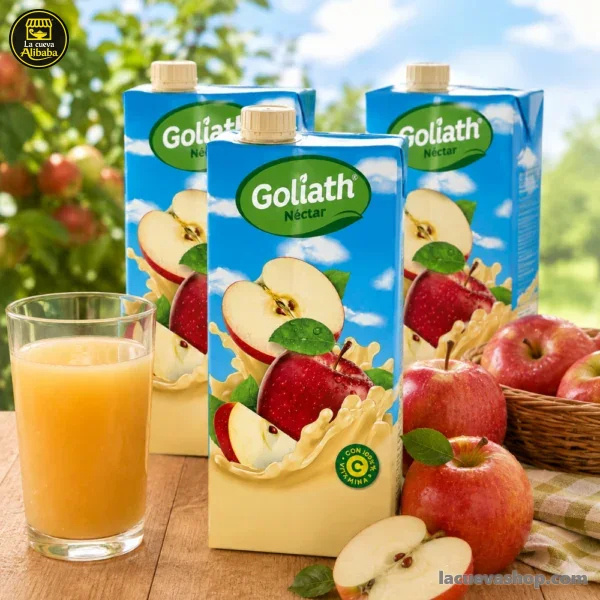 Jugo Goliath en caja 946 ml — mango, manzana o melocotón