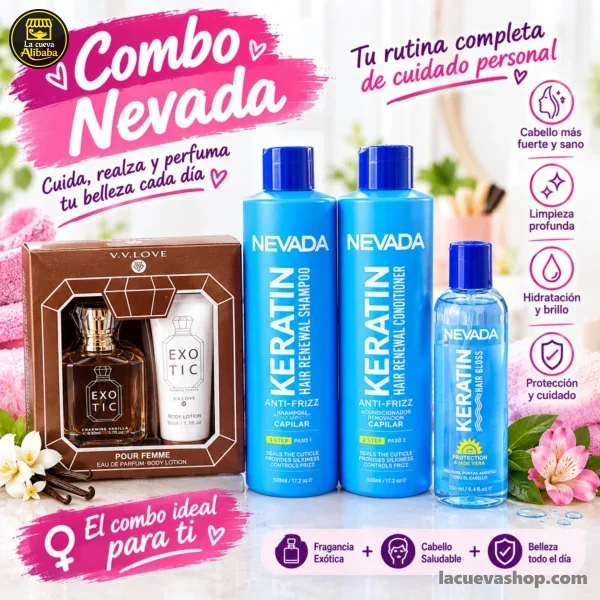 producto-1821-1792424347320 Combo Nevada Keratina + set de regalo Exotic: shampoo, acondicionador, silicona y perfume